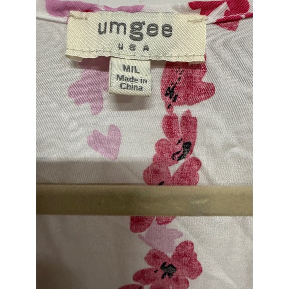 Umgee Cherry Blossom Short Sleeve Kimono Cover Up Lightweight White Pink M/L - Picture 5 of 5